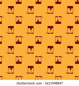 Red Well with a bucket and drinking water icon isolated seamless pattern on brown background.  Vector Illustration