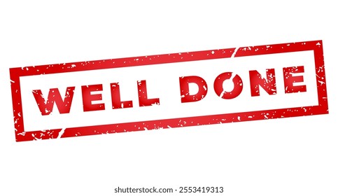 Red Well Done isolated stamp, sticker, header with grunge texture vector illustration