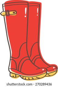 Red wellington boots 