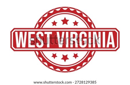 Red West Virginia State Stamp with Stars and Text white
