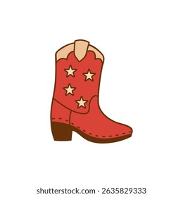 Red Western Cowboy Boot with Star Motif for Creative Designs