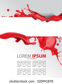 red wet ink splatter paint concept background illustration design. eps10 vector