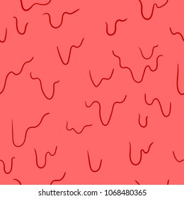 Red wet paint drains down vector seamless pattern. Vector colorful texture background print image
