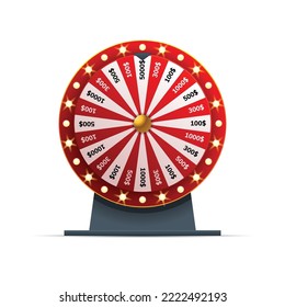Red Wheel Of Fortune illustration. Casino game of chance. Win, fortune roulette. gamble, chance, leisure, lottery, luck. Vector illustration