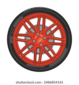 Red Wheel V2 Vector High Resolution with transparent background