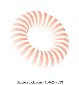 Red wheel white background. Volume circle. Abstract icon, figure symbol, graphic.