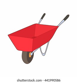 Red wheelbarrow icon in cartoon style on a white background svg