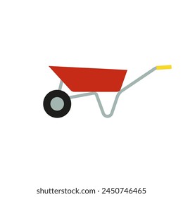 Icono de carretilla roja. Ilustración vectorial.