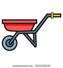 Red wheelbarrow on white background