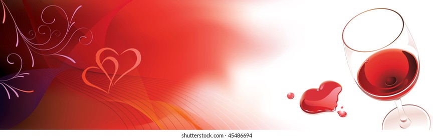 red whine and heart shape