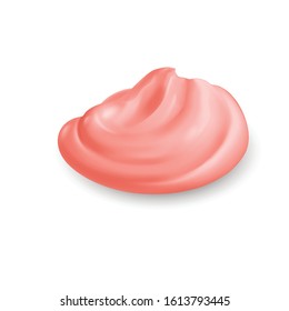 Red Whipped Cream Isolated on White Background. Facial Creme, Gel or Body Lotion Skincare Icon. Skin Tone CC Cream Tear Shape