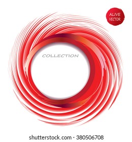 Red Whirlpool abstract circle vector frame. Red spirals - techno style design element or background. Sunburst radial shape. Fashion contemporary technology, science concept. Best for company branding.