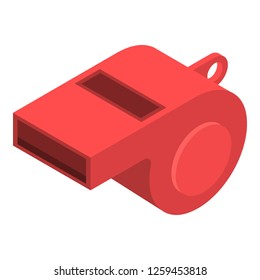 Red whistle icon. Isometric of red whistle vector icon for web design isolated on white background