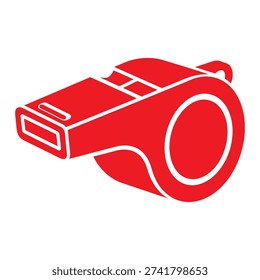 A red whistle icon on white background