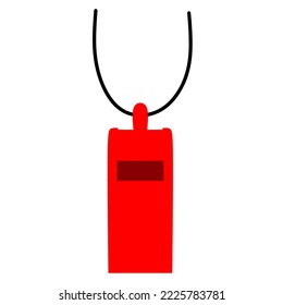 red whistle icon with string on white background. Perfect for football, basketball and police referee whistles. Vector illustration
