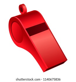 Red whistle mockup. Realistic illustration of red whistle vector mockup for web design isolated on white background