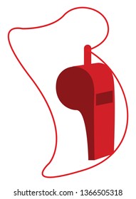 A red whistle with string vector or color illustration