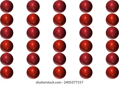 red and white 3D bubble, ball strip column vertical line, design for fabric print, paint t-shirt screen
