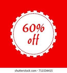 Red and white 60% off sale flat vector vintage