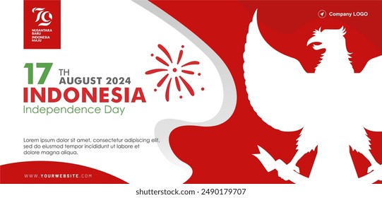 Red White 79th Indonesia Independence Day 2024 Banner, Background, Template, Poster and Greeting. Dirgahayu Republic Indonesia 79th 2024. 