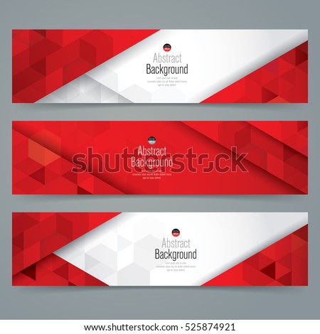  Red White Abstract Background Banner Collection Stock 