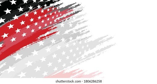 Red white abstract background with brushes flag and stars. Vector illustration for modern keynote presentation background, brochure design, website slider, landing page, annual report, company profile
