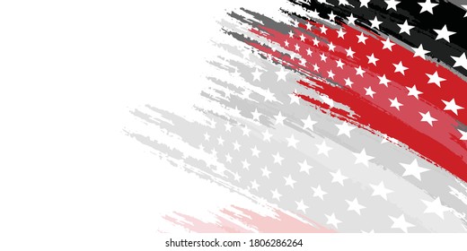Red white abstract background with brushes flag and stars. Vector illustration for modern keynote presentation background, brochure design, website slider, landing page, annual report, company profile