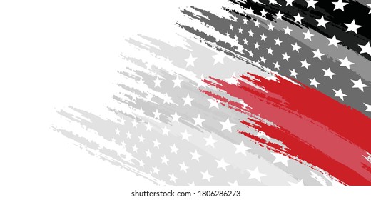 Red white abstract background with brushes flag and stars. Vector illustration for modern keynote presentation background, brochure design, website slider, landing page, annual report, company profile