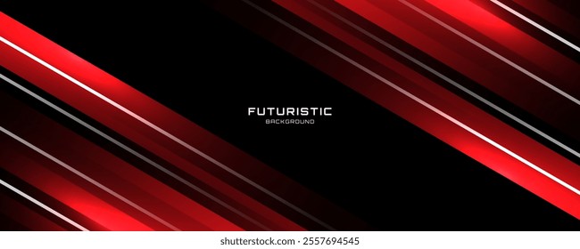 Red white abstract background overlap layer on dark space with diagonal lines effect decoration. Modern graphic design element cutout shape style concept for web banner, flyer, card, or brochure cover