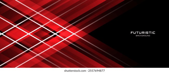 Red white abstract background overlap layer on dark space with diagonal lines effect decoration. Modern graphic design element cutout shape style concept for web banner, flyer, card, or brochure cover