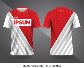 red white abstract background and pattern for sport jersey design and mockup. front and back view template