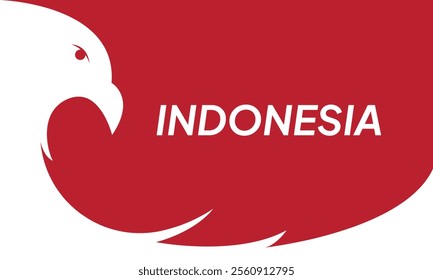 Red white abstract background, with simple eagle silhouette, eagle wings style. Garuda Indonesia happy Indonesia Independent day