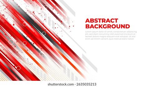 Red and white abstract background, sports banner with dynamic shape ideal for sport themed events, racing posters, promotional flyers, cover, presentation backdrop and social media
