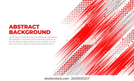Red and white abstract background, sports banner with dynamic shape ideal for sport themed events, racing posters, promotional flyers, cover, presentation backdrop and social media