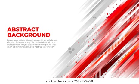 Red and white abstract background, sports banner with dynamic shape ideal for sport themed events, racing posters, promotional flyers, cover, presentation backdrop and social media