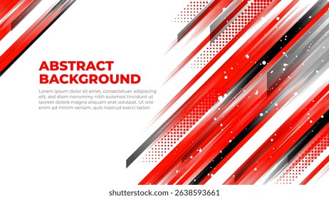 Red and white abstract background, sports banner with dynamic shape ideal for sport themed events, racing posters, promotional flyers, cover, presentation backdrop and social media