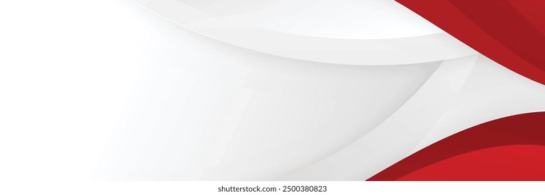 Red and white abstract banner background. Modern abstract white and red background with 3D Overlap layers effect.