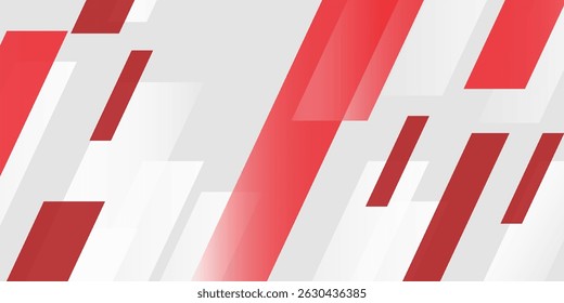 Red and white abstract banner background. Modern abstract white and red background with 3D Overlap layers effect.