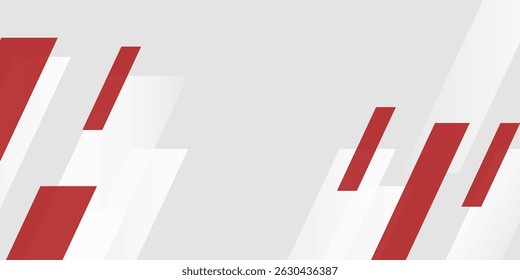 Red and white abstract banner background. Modern abstract white and red background with 3D Overlap layers effect.