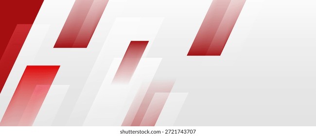 Red and white abstract banner background. Modern abstract white and red background with 3D Overlap layers effect.