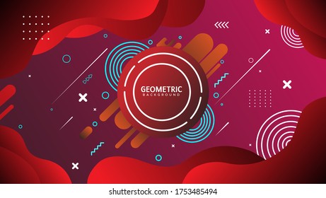 Red and White Abstract geometric background 