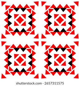 Red and White Abstract Geometric Background with Seamless Triangle Pattern