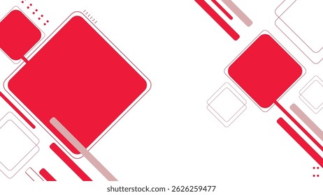 Abstrakte geometrische Formen in Rot und Weiß auf Hintergrund
