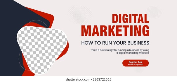 Red and white abstract nanner for Business webinar social media post template, digital Marketing banner template design