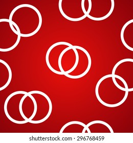 Red and white abstract rings vector background