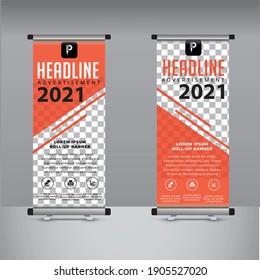 red and white abstract roll up banner design
