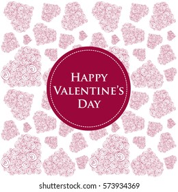 Red white abstract vector background with texture with hearts on Valentine's Day