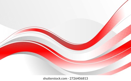 Fundo de onda abstrata vermelho e branco com linhas de fluxo suaves