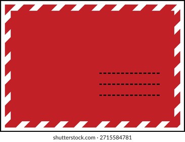 Ilustración vectorial de sobres de correo aéreo rojo y blanco con un borde de rayas y líneas de Dirección.