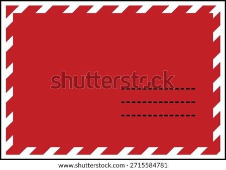 Red and white airmail envelope vector illustration with a classic striped border and address lines.